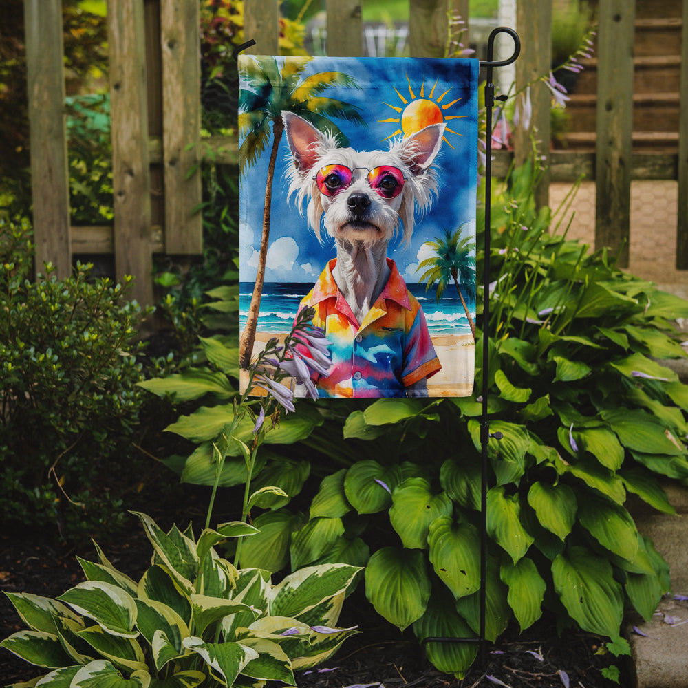 Chinese Crested Summer Beach Time Garden Flag Mailbox Decorative Yard Banner Outside Patio Artwork for Flower Beds, Garden Size, Multicolor