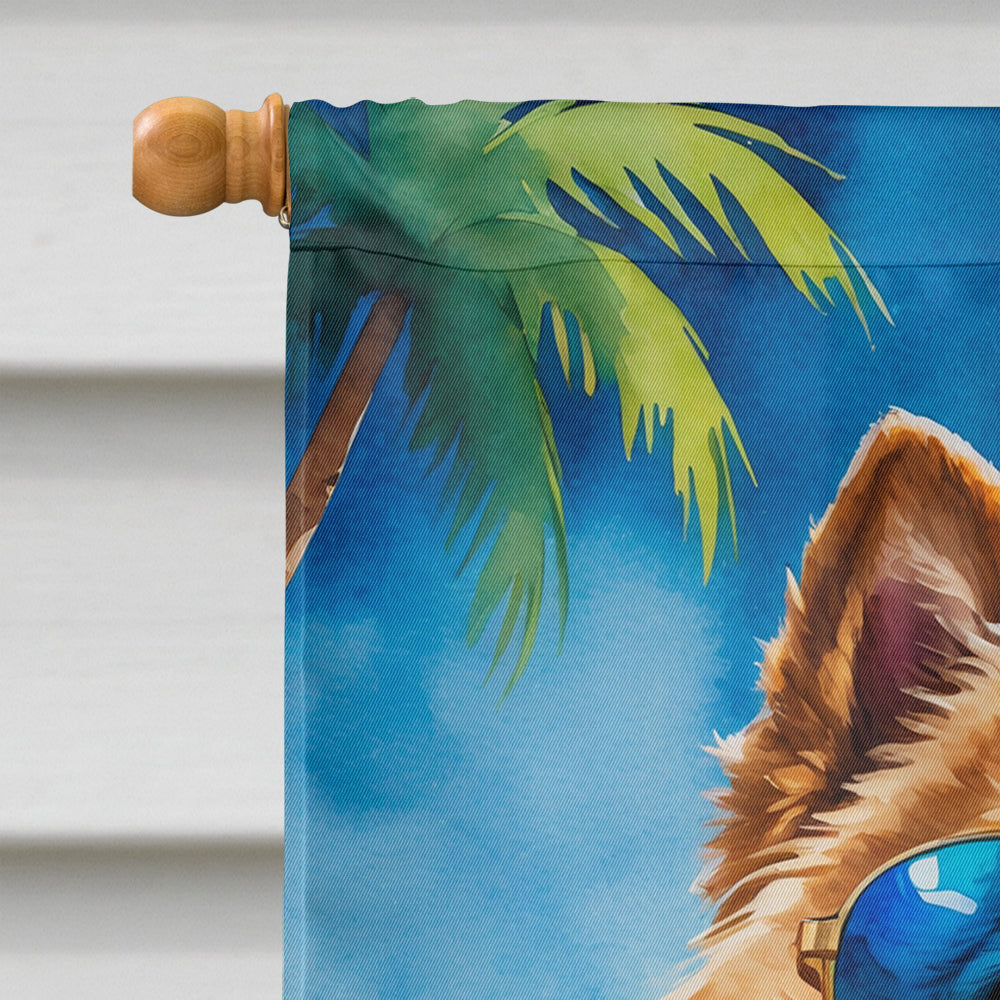Chow Chow Summer Beach Time House Flag 28x40 Porch Sleeve Pole Decorative Outside Yard Banner Artwork Wall Hanging, Polyester