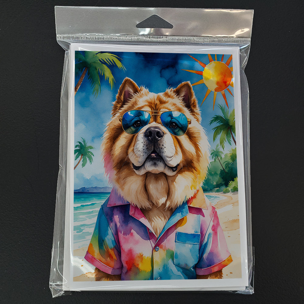 Chow Chow Summer Beach Time Greeting Cards Pack of 8 Blank Cards with Envelopes Whimsical A7 Size 5x7