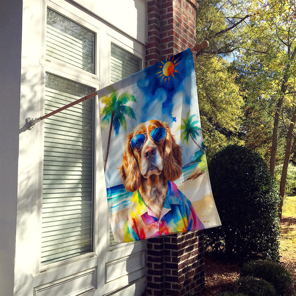 Cocker Spaniel Summer Beach Time House Flag 28x40 Porch Sleeve Pole Decorative Outside Yard Banner Artwork Wall Hanging, Polyester
