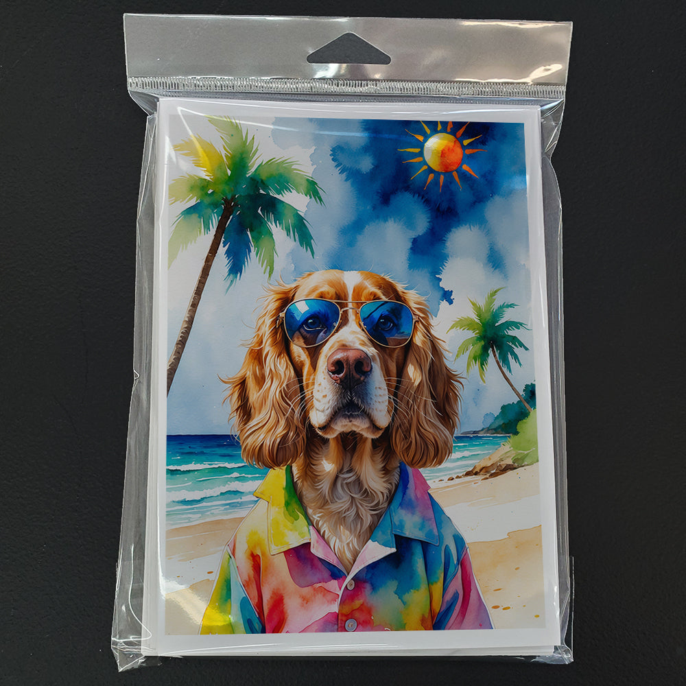 Cocker Spaniel Summer Beach Time Greeting Cards Pack of 8 Blank Cards with Envelopes Whimsical A7 Size 5x7