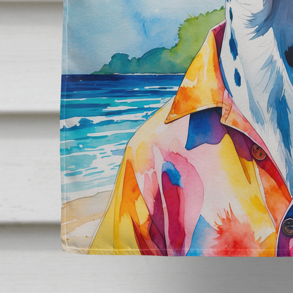 Dalmatian Summer Beach Time House Flag 28x40 Porch Sleeve Pole Decorative Outside Yard Banner Artwork Wall Hanging, Polyester
