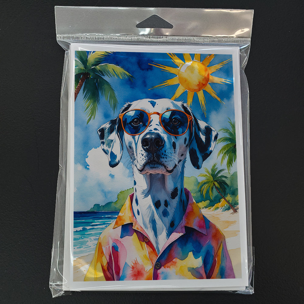 Dalmatian Summer Beach Time Greeting Cards Pack of 8 Blank Cards with Envelopes Whimsical A7 Size 5x7