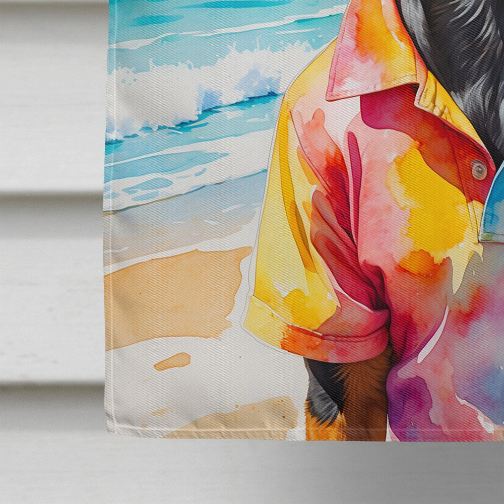 Doberman Pinscher Summer Beach Time House Flag 28x40 Porch Sleeve Pole Decorative Outside Yard Banner Artwork Wall Hanging, Polyester