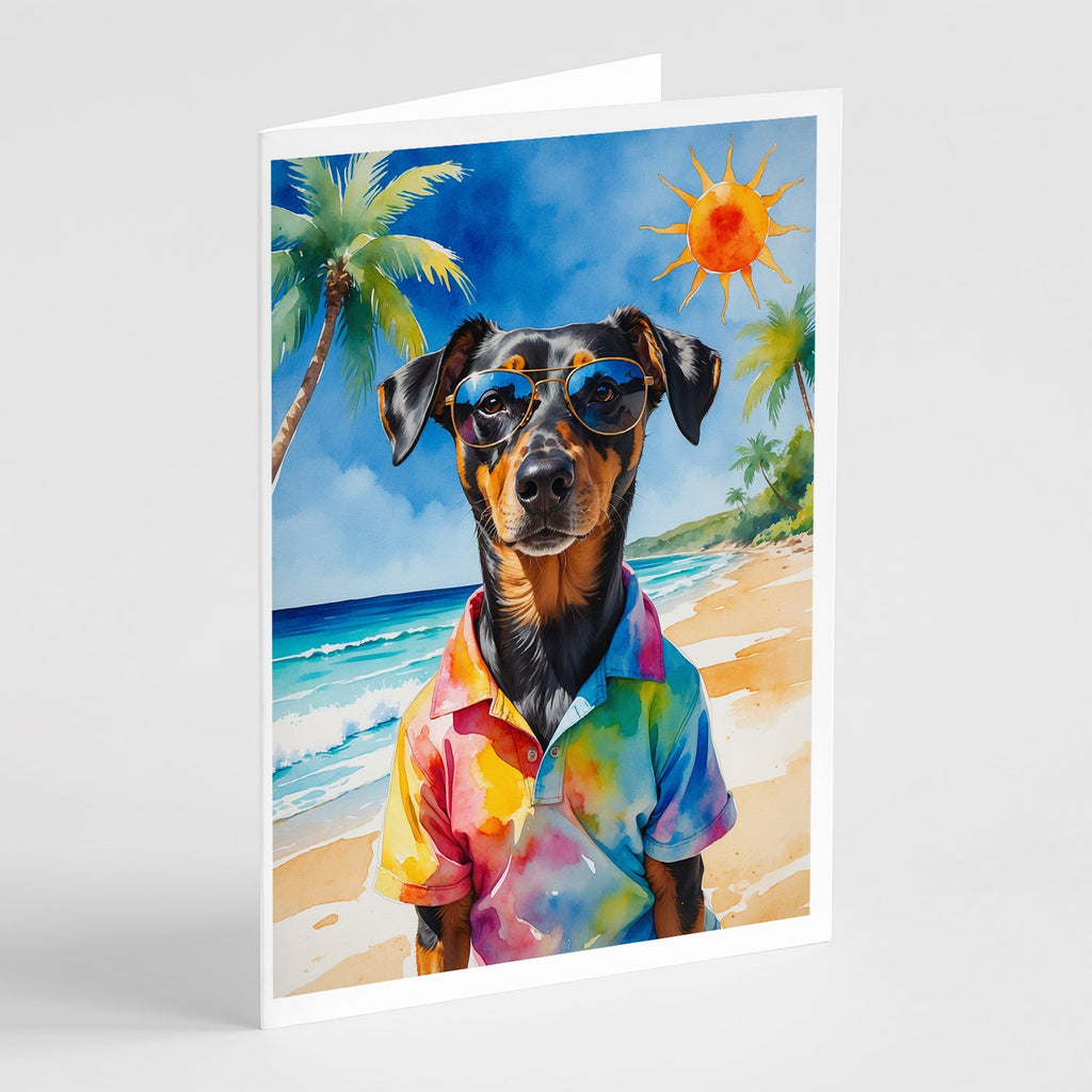 Doberman Pinscher Summer Beach Time Greeting Cards Pack of 8 Blank Cards with Envelopes Whimsical A7 Size 5x7