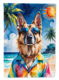 German Shepherd Summer Beach Time House Flag 28x40 Porch Sleeve Pole Decorative Outside Yard Banner Artwork Wall Hanging, Polyester