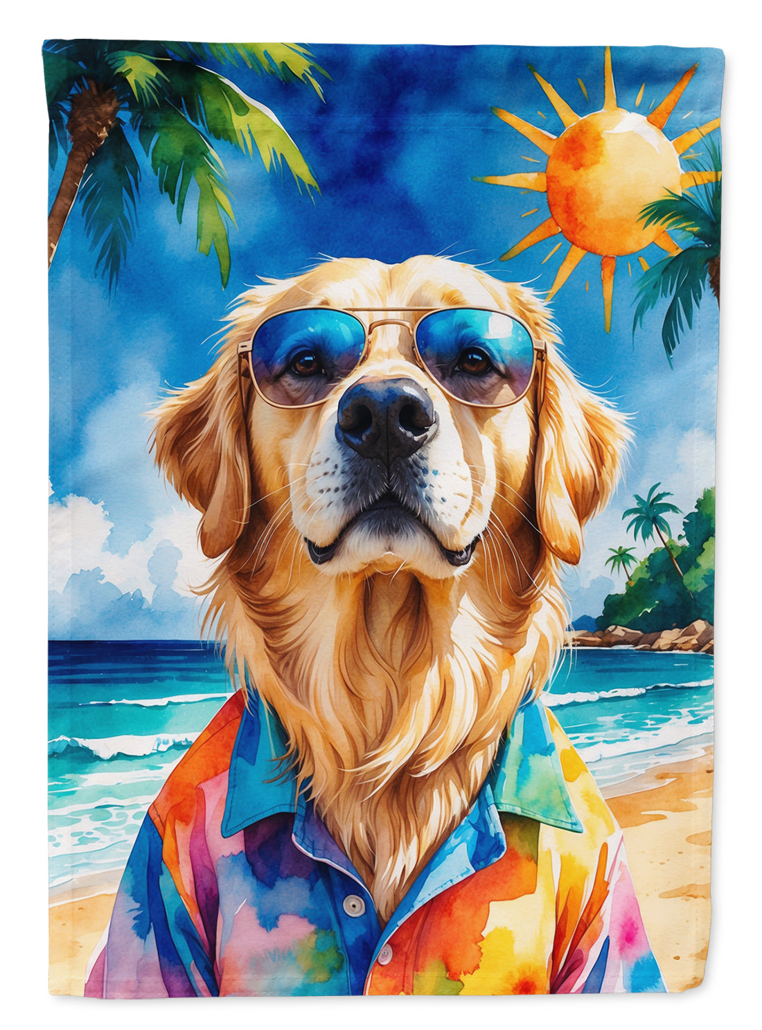 Golden Retriever Summer Beach Time Garden Flag Mailbox Decorative Yard Banner Outside Patio Artwork for Flower Beds, Garden Size, Multicolor
