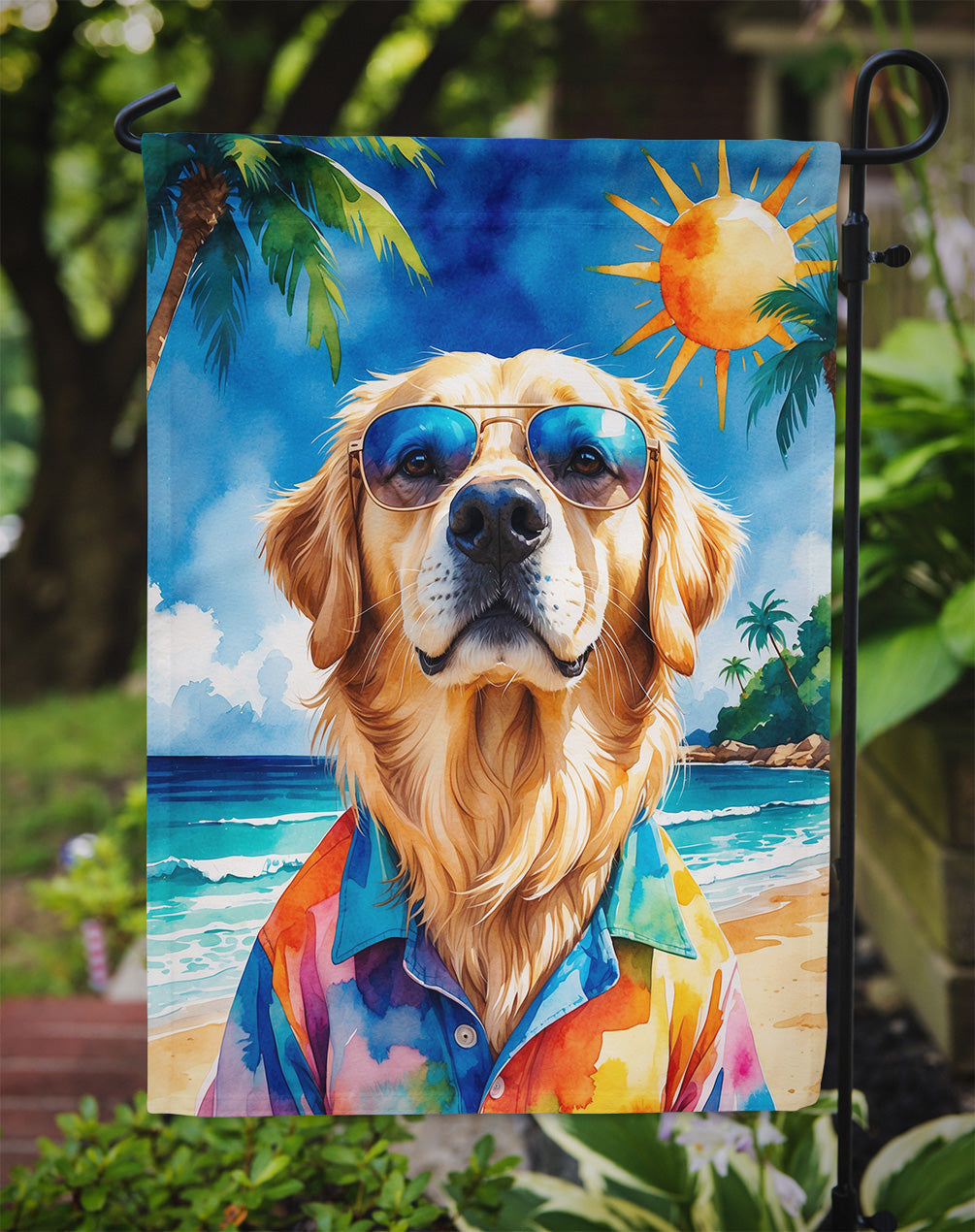 Golden Retriever Summer Beach Time Garden Flag Mailbox Decorative Yard Banner Outside Patio Artwork for Flower Beds, Garden Size, Multicolor