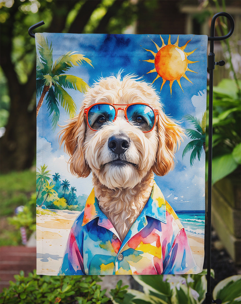 GoldendoodleSummer Beach Time Garden Flag Mailbox Decorative Yard Banner Outside Patio Artwork for Flower Beds, Garden Size, Multicolor