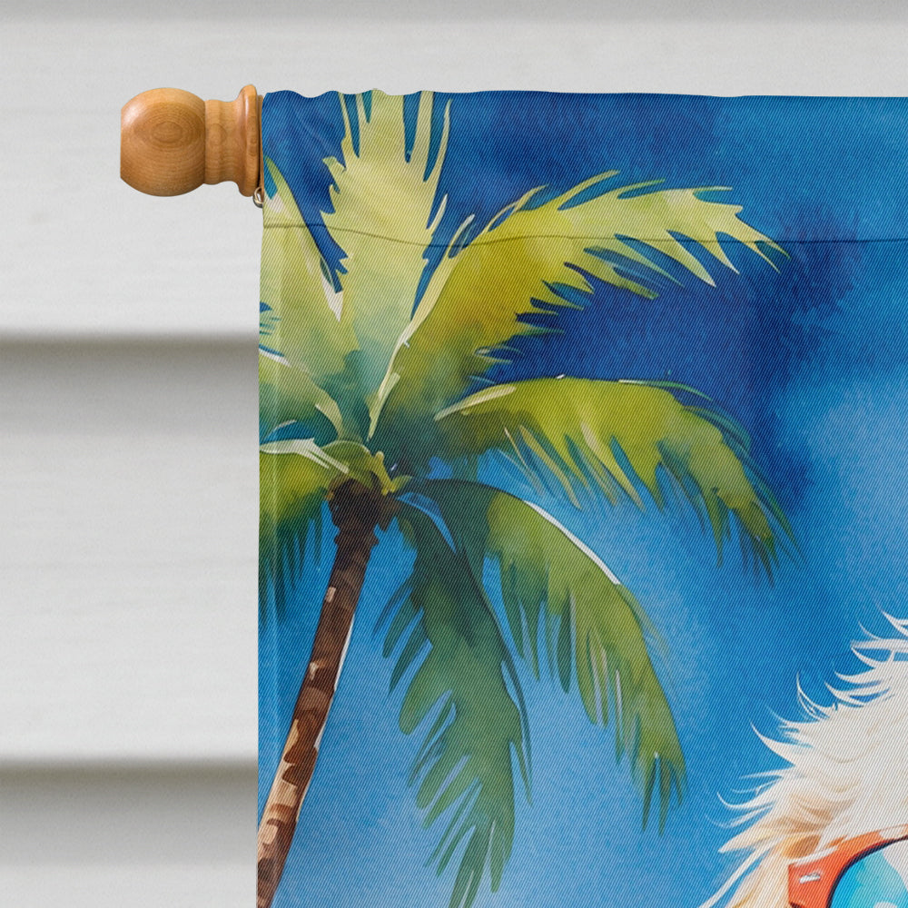 Labradoodle Summer Beach Time House Flag 28x40 Porch Sleeve Pole Decorative Outside Yard Banner Artwork Wall Hanging, Polyester