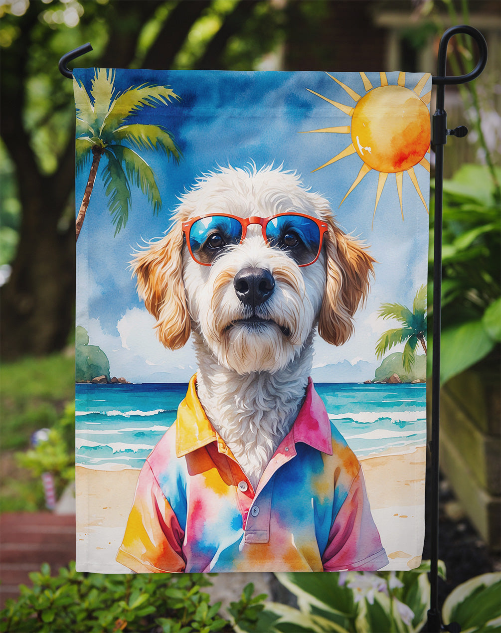 Labradoodle Summer Beach Time Garden Flag Mailbox Decorative Yard Banner Outside Patio Artwork for Flower Beds, Garden Size, Multicolor