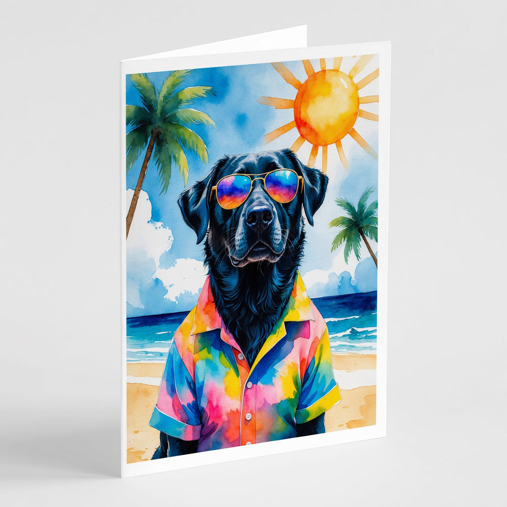 Black Labrador Retriever Summer Beach Time Greeting Cards Pack of 8 Blank Cards with Envelopes Whimsical A7 Size 5x7