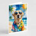 Yellow Labrador Retriever Summer Beach Time Greeting Cards Pack of 8 Blank Cards with Envelopes Whimsical A7 Size 5x7