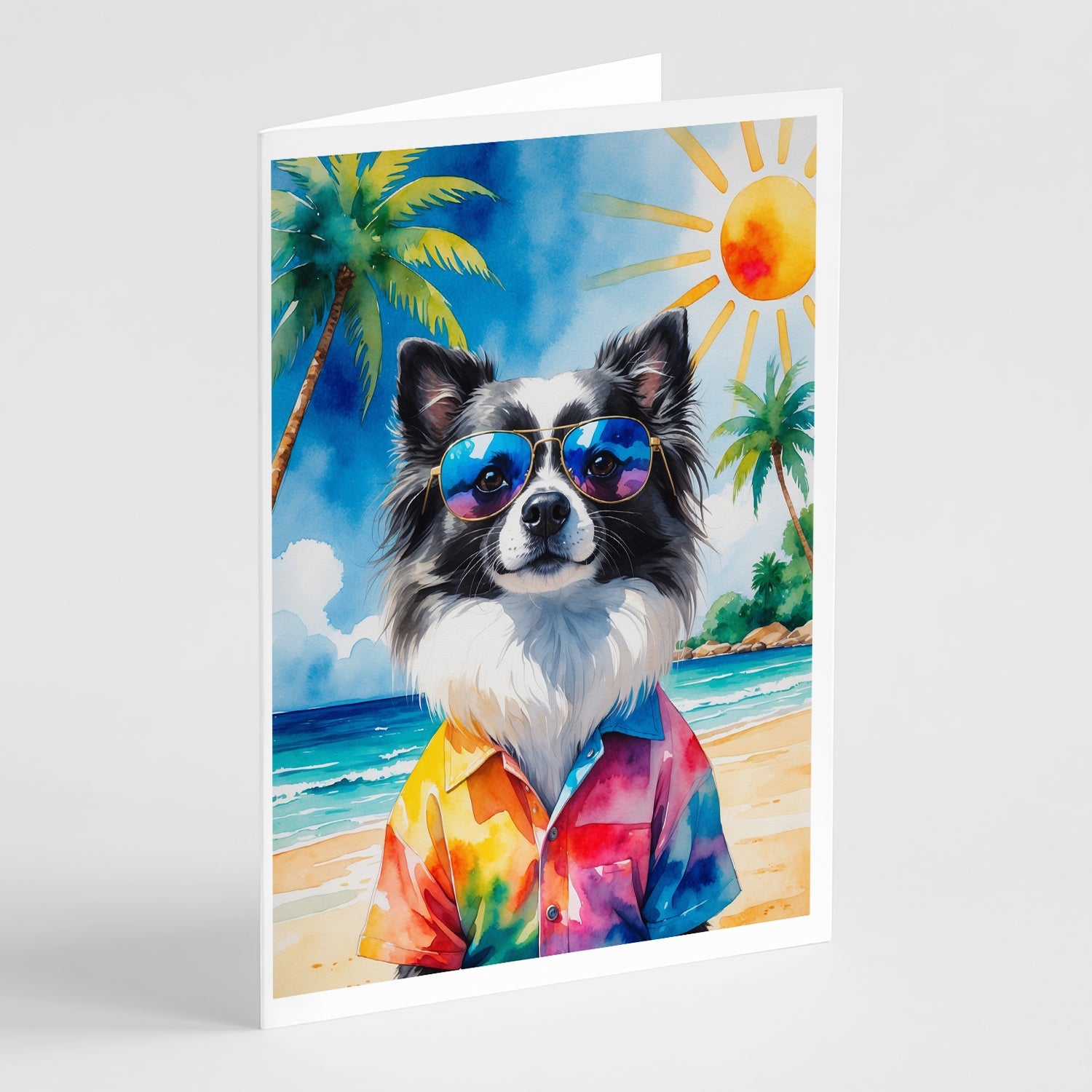 Pomeranian Summer Beach Time Greeting Cards Pack of 8 Blank Cards with Envelopes Whimsical A7 Size 5x7