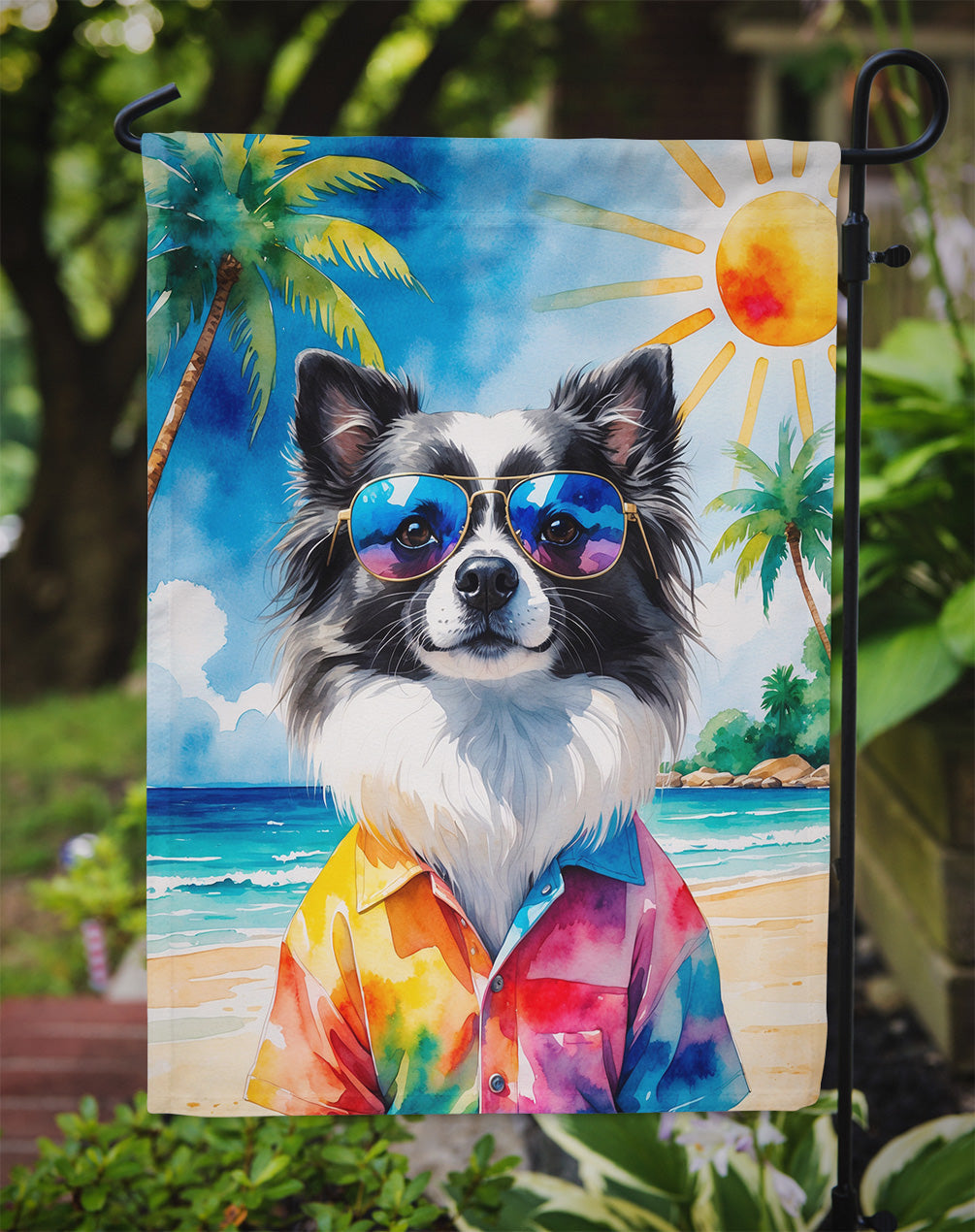 Pomeranian Summer Beach Time Garden Flag Mailbox Decorative Yard Banner Outside Patio Artwork for Flower Beds, Garden Size, Multicolor