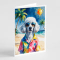 White Poodle Summer Beach Time Greeting Cards Pack of 8 Blank Cards with Envelopes Whimsical A7 Size 5x7
