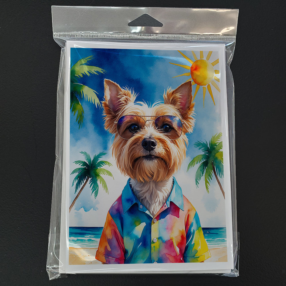 Yorkshire Terrier Summer Beach Time Greeting Cards Pack of 8 Blank Cards with Envelopes Whimsical A7 Size 5x7
