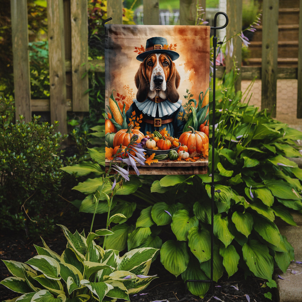 Basset Hound Thanksgiving Garden Flag Mailbox Decorative Yard Banner Outside Patio Artwork for Flower Beds, Garden Size, Multicolor