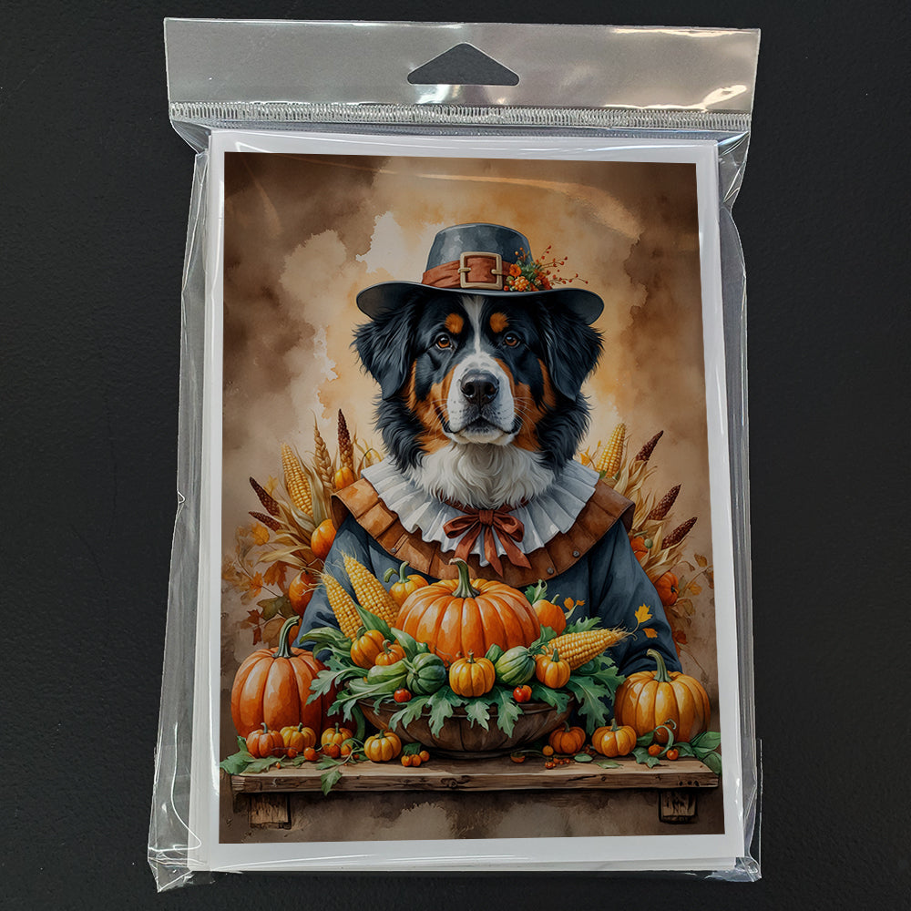 Bernese Mountain Dog Thanksgiving Greeting Cards Pack of 8 Blank Cards with Envelopes Whimsical A7 Size 5x7