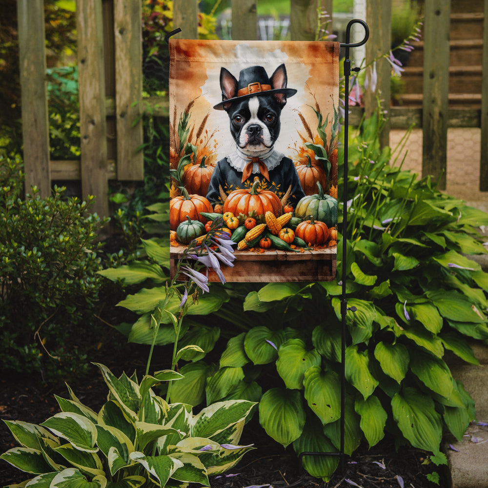 Boston Terrier Thanksgiving Garden Flag Mailbox Decorative Yard Banner Outside Patio Artwork for Flower Beds, Garden Size, Multicolor