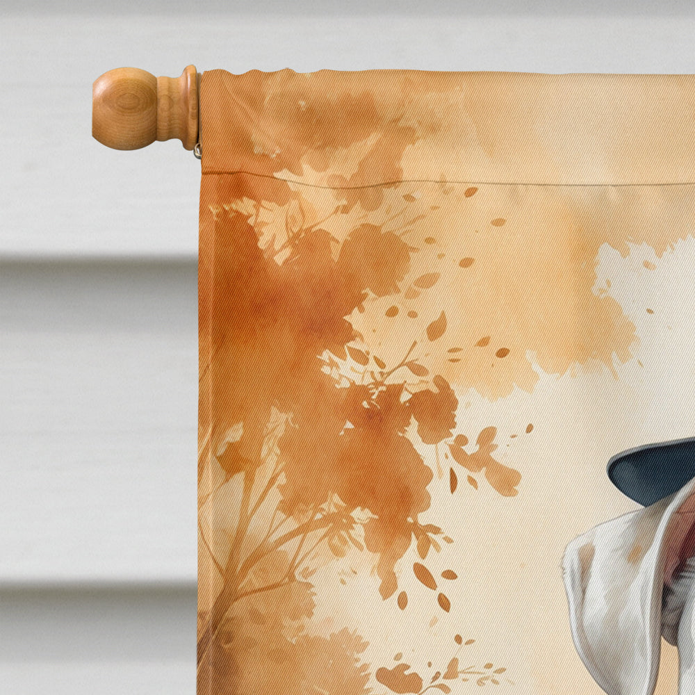 White Boxer Thanksgiving House Flag 28x40 Porch Sleeve Pole Decorative Outside Yard Banner Artwork Wall Hanging, Polyester