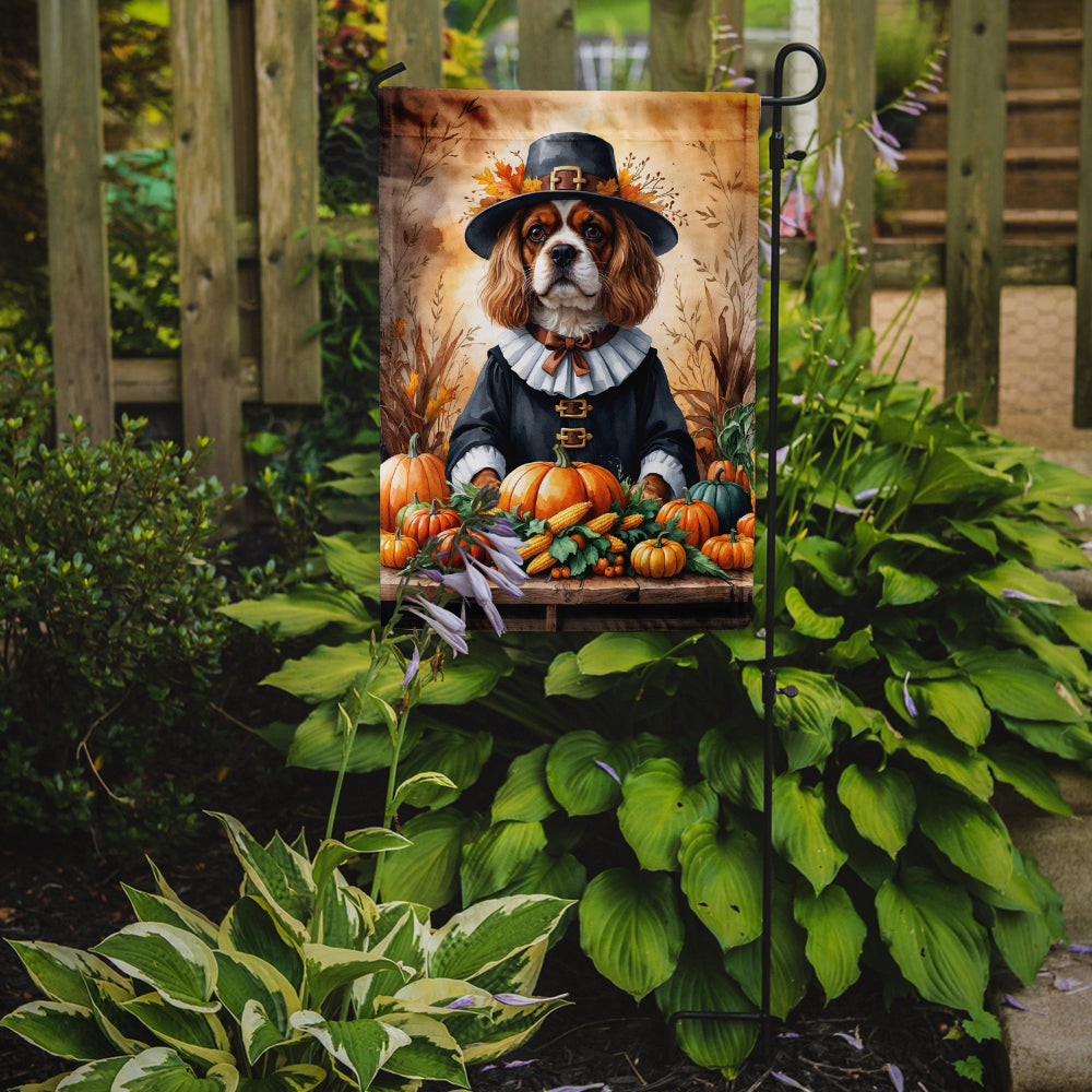 Cavalier Spaniel Thanksgiving Garden Flag Mailbox Decorative Yard Banner Outside Patio Artwork for Flower Beds, Garden Size, Multicolor
