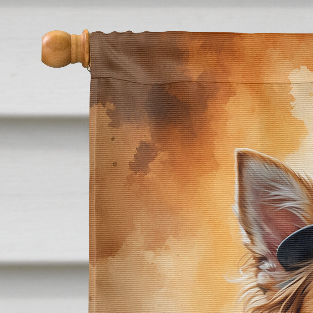 Chihuahua Thanksgiving House Flag 28x40 Porch Sleeve Pole Decorative Outside Yard Banner Artwork Wall Hanging, Polyester