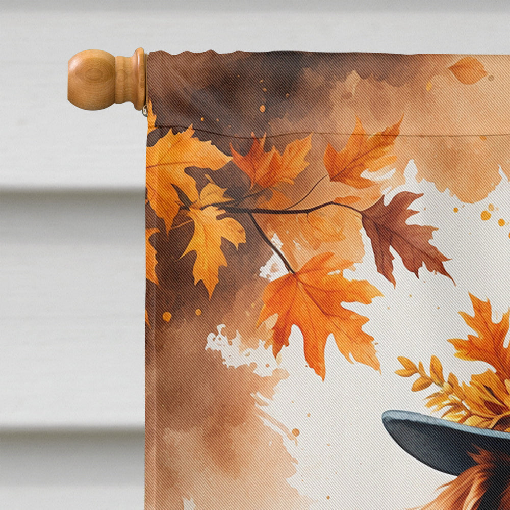 Red Brown Dachshund Thanksgiving House Flag 28x40 Porch Sleeve Pole Decorative Outside Yard Banner Artwork Wall Hanging, Polyester