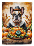 French Bulldog Thanksgiving House Flag 28x40 Porch Sleeve Pole Decorative Outside Yard Banner Artwork Wall Hanging, Polyester