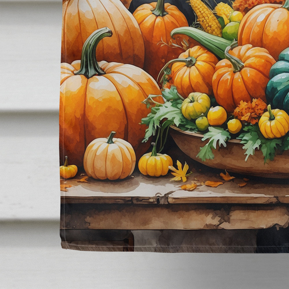 French Bulldog Thanksgiving House Flag 28x40 Porch Sleeve Pole Decorative Outside Yard Banner Artwork Wall Hanging, Polyester