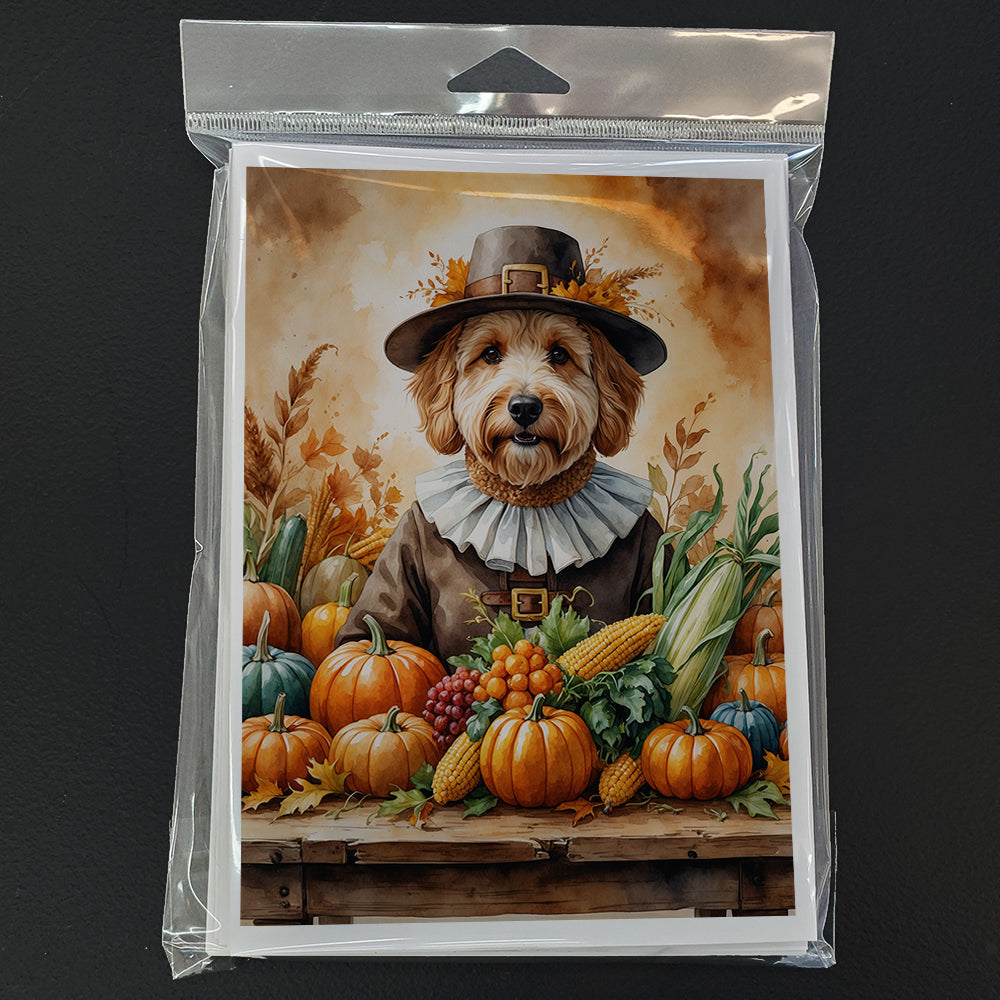 Goldendoodle Thanksgiving Greeting Cards Pack of 8 Blank Cards with Envelopes Whimsical A7 Size 5x7