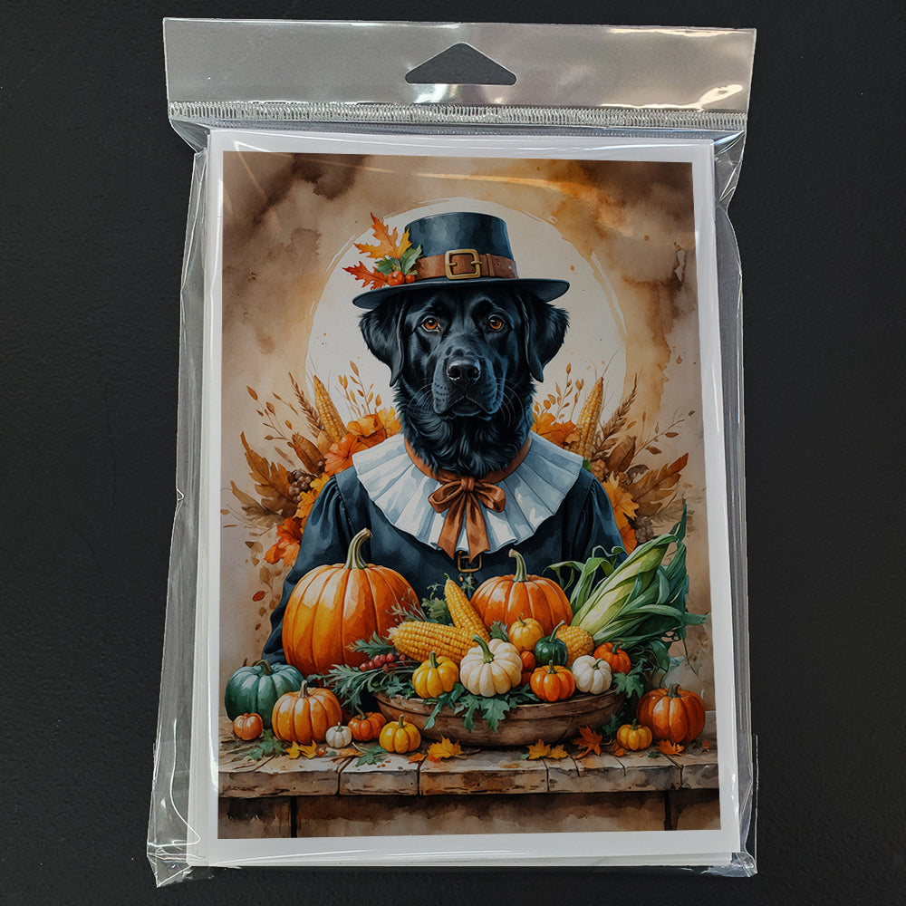 Black Labrador Retriever Thanksgiving Greeting Cards Pack of 8 Blank Cards with Envelopes Whimsical A7 Size 5x7