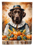 Chocolate Labrador Retriever Thanksgiving House Flag 28x40 Porch Sleeve Pole Decorative Outside Yard Banner Artwork Wall Hanging, Polyester