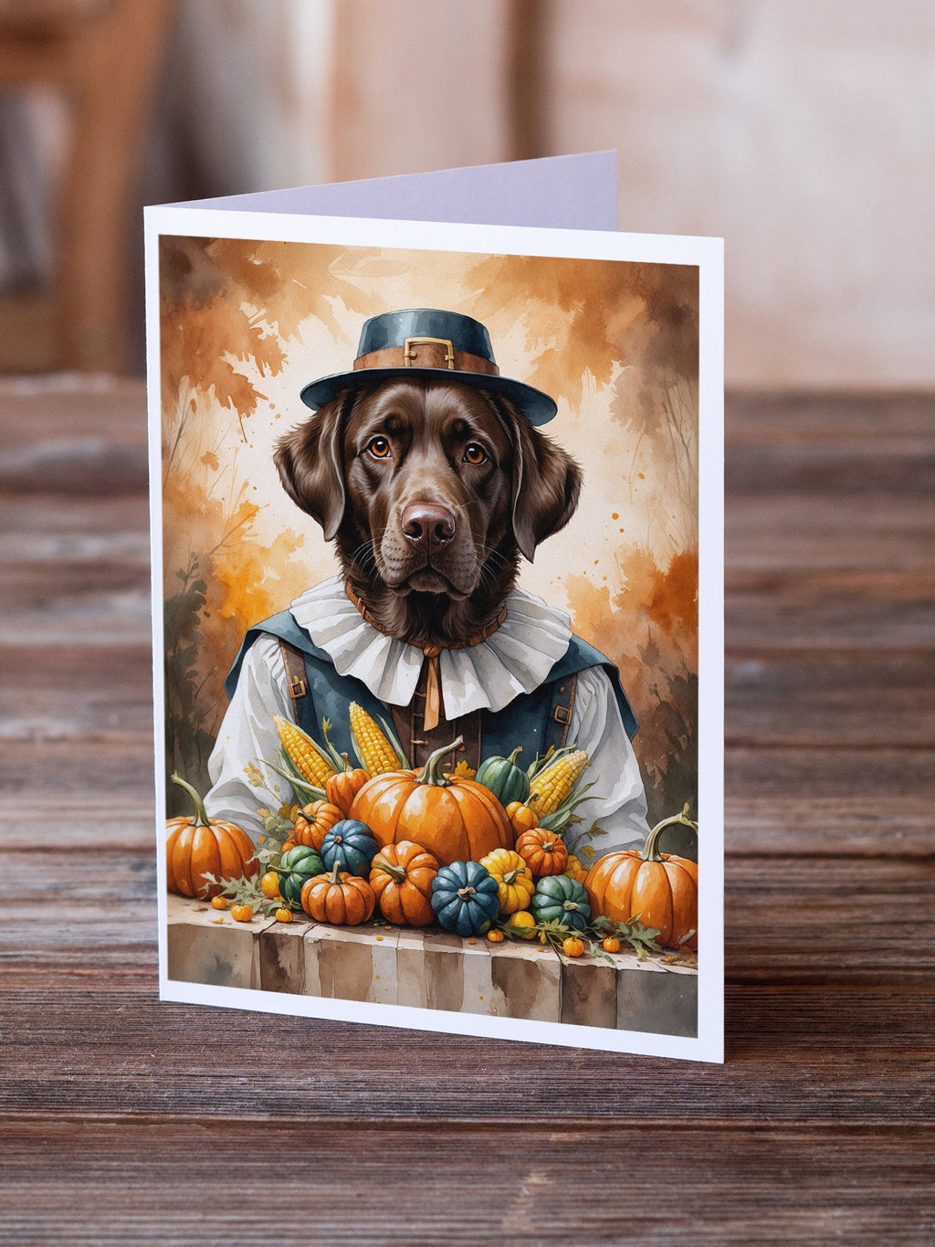 Chocolate Labrador Retriever Thanksgiving Greeting Cards Pack of 8 Blank Cards with Envelopes Whimsical A7 Size 5x7