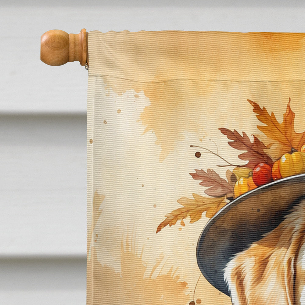 Yellow Labrador Retriever Thanksgiving House Flag 28x40 Porch Sleeve Pole Decorative Outside Yard Banner Artwork Wall Hanging, Polyester