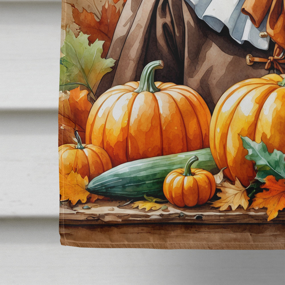 Yellow Labrador Retriever Thanksgiving House Flag 28x40 Porch Sleeve Pole Decorative Outside Yard Banner Artwork Wall Hanging, Polyester