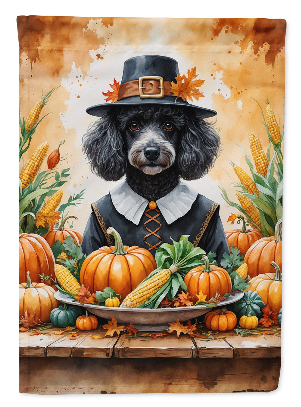 Black Poodle Thanksgiving Garden Flag Mailbox Decorative Yard Banner Outside Patio Artwork for Flower Beds, Garden Size, Multicolor