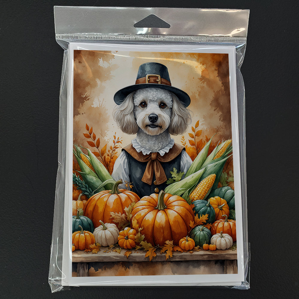 White Poodle Thanksgiving Greeting Cards Pack of 8 Blank Cards with Envelopes Whimsical A7 Size 5x7