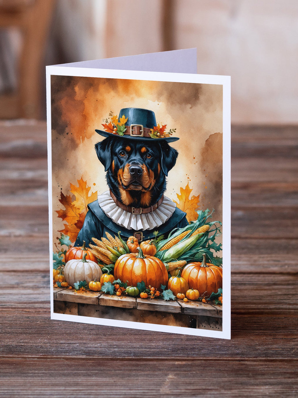 Rottweiler Thanksgiving Greeting Cards Pack of 8 Blank Cards with Envelopes Whimsical A7 Size 5x7