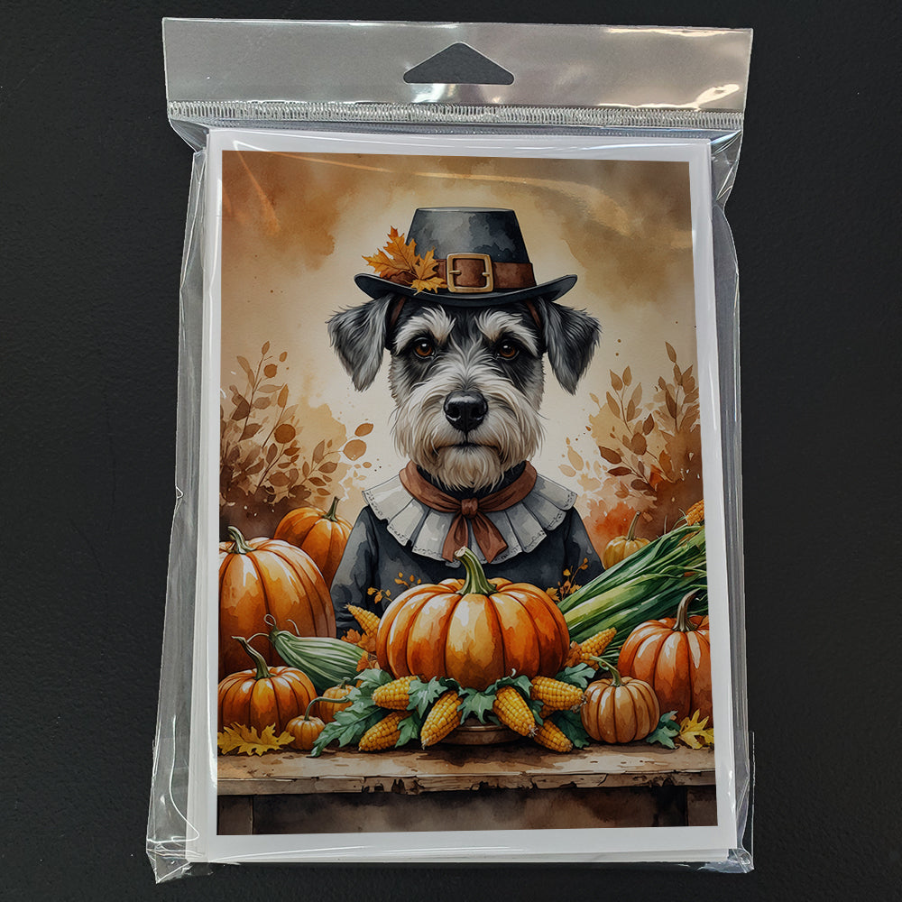 Schnauzer Thanksgiving Greeting Cards Pack of 8 Blank Cards with Envelopes Whimsical A7 Size 5x7