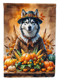 Siberian Husky Thanksgiving House Flag 28x40 Porch Sleeve Pole Decorative Outside Yard Banner Artwork Wall Hanging, Polyester