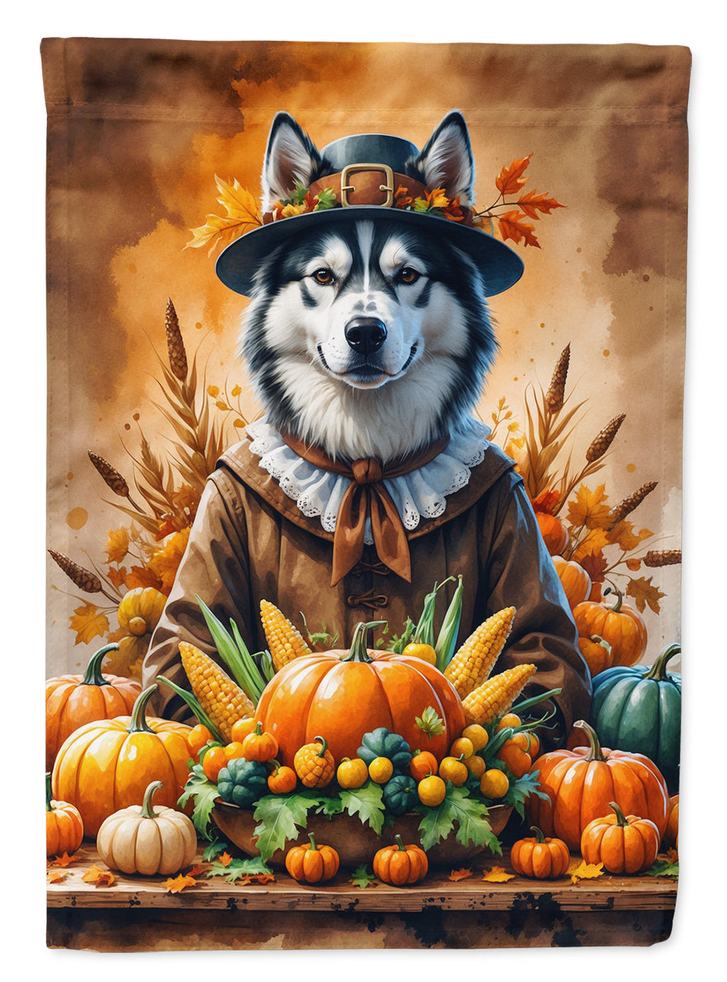 Siberian Husky Thanksgiving Garden Flag Mailbox Decorative Yard Banner Outside Patio Artwork for Flower Beds, Garden Size, Multicolor