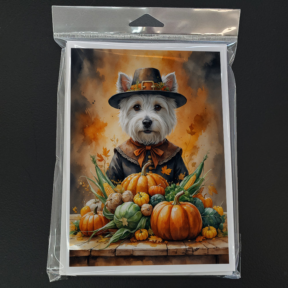 Westie Thanksgiving Greeting Cards Pack of 8 Blank Cards with Envelopes Whimsical A7 Size 5x7