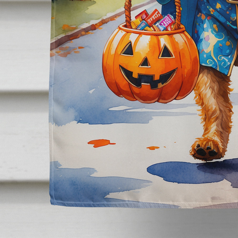 Airedale Terrier Halloween Trick or Treat House Flag 28x40 Porch Sleeve Pole Decorative Outside Yard Banner Artwork Wall Hanging, Polyester