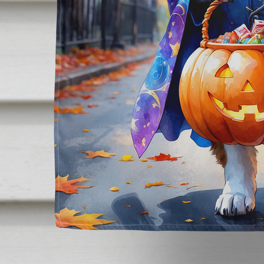 Akita Halloween Trick or Treat House Flag 28x40 Porch Sleeve Pole Decorative Outside Yard Banner Artwork Wall Hanging, Polyester