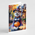 Akita Halloween Trick or Treat Greeting Cards Pack of 8 Blank Cards with Envelopes Whimsical A7 Size 5x7