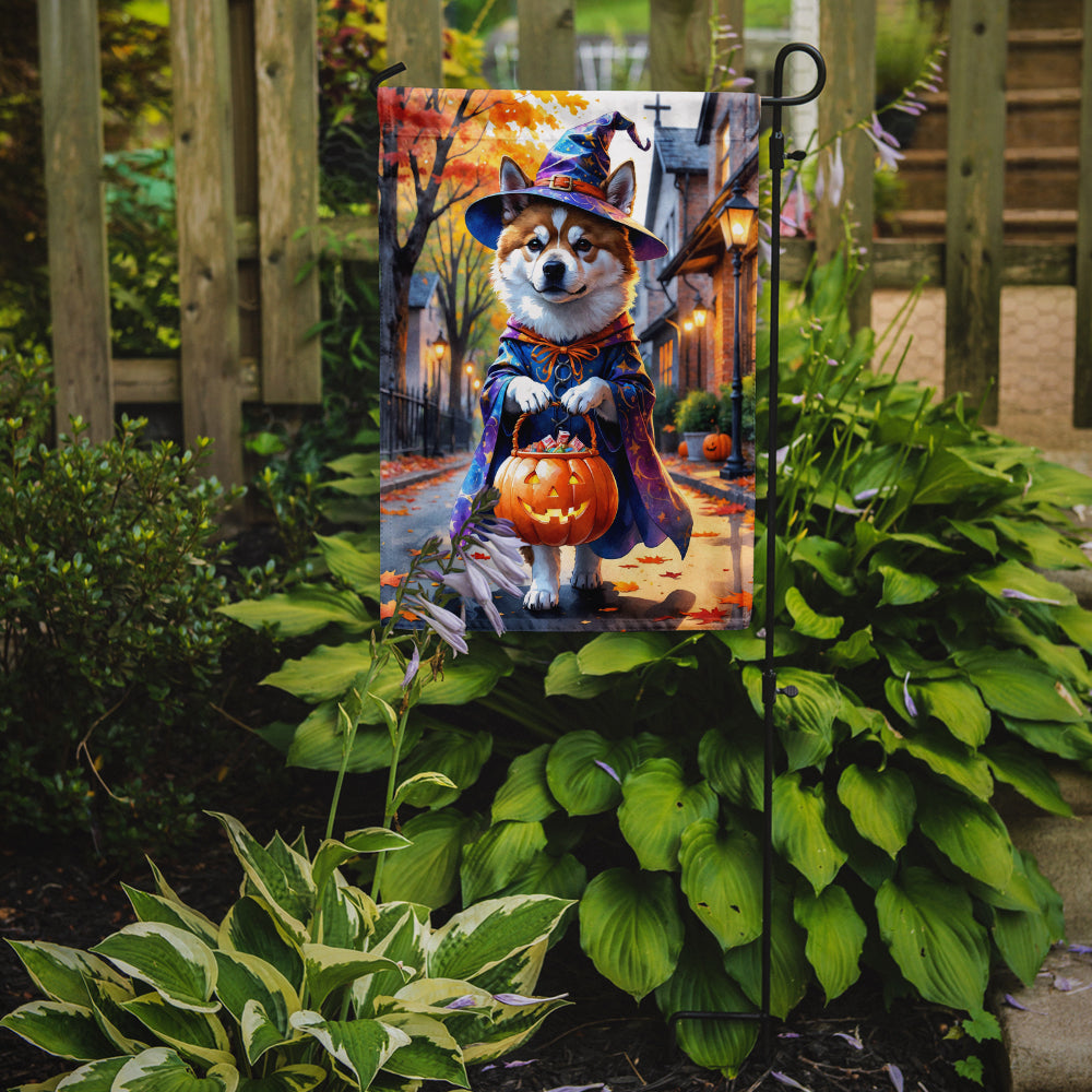 Akita Halloween Trick or Treat Garden Flag Mailbox Decorative Yard Banner Outside Patio Artwork for Flower Beds, Garden Size, Multicolor