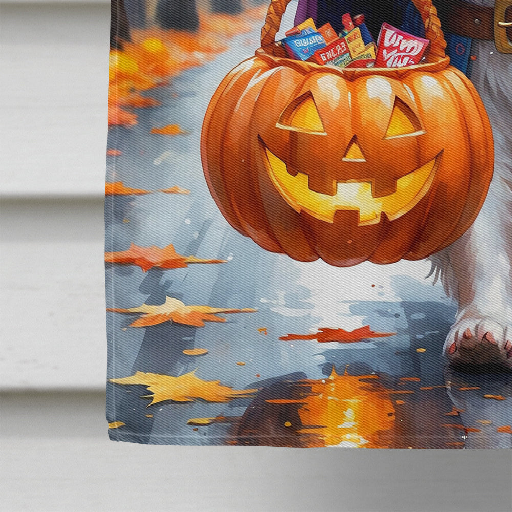 American Eskimo Halloween Trick or Treat House Flag 28x40 Porch Sleeve Pole Decorative Outside Yard Banner Artwork Wall Hanging, Polyester
