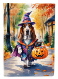 Basset Hound Halloween Trick or Treat Garden Flag Mailbox Decorative Yard Banner Outside Patio Artwork for Flower Beds, Garden Size, Multicolor