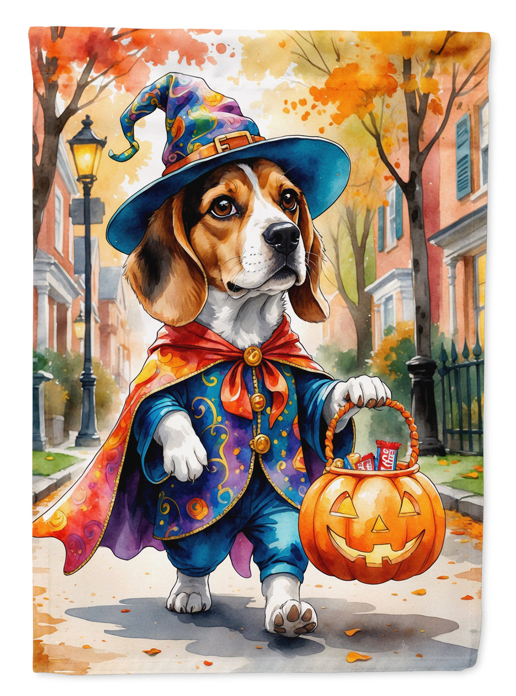 Beagle Halloween Trick or Treat Garden Flag Mailbox Decorative Yard Banner Outside Patio Artwork for Flower Beds, Garden Size, Multicolor